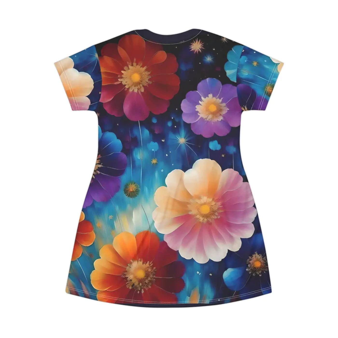 Bright Colorful Flowers Shirt Dress - Floral Print - DipaliZ