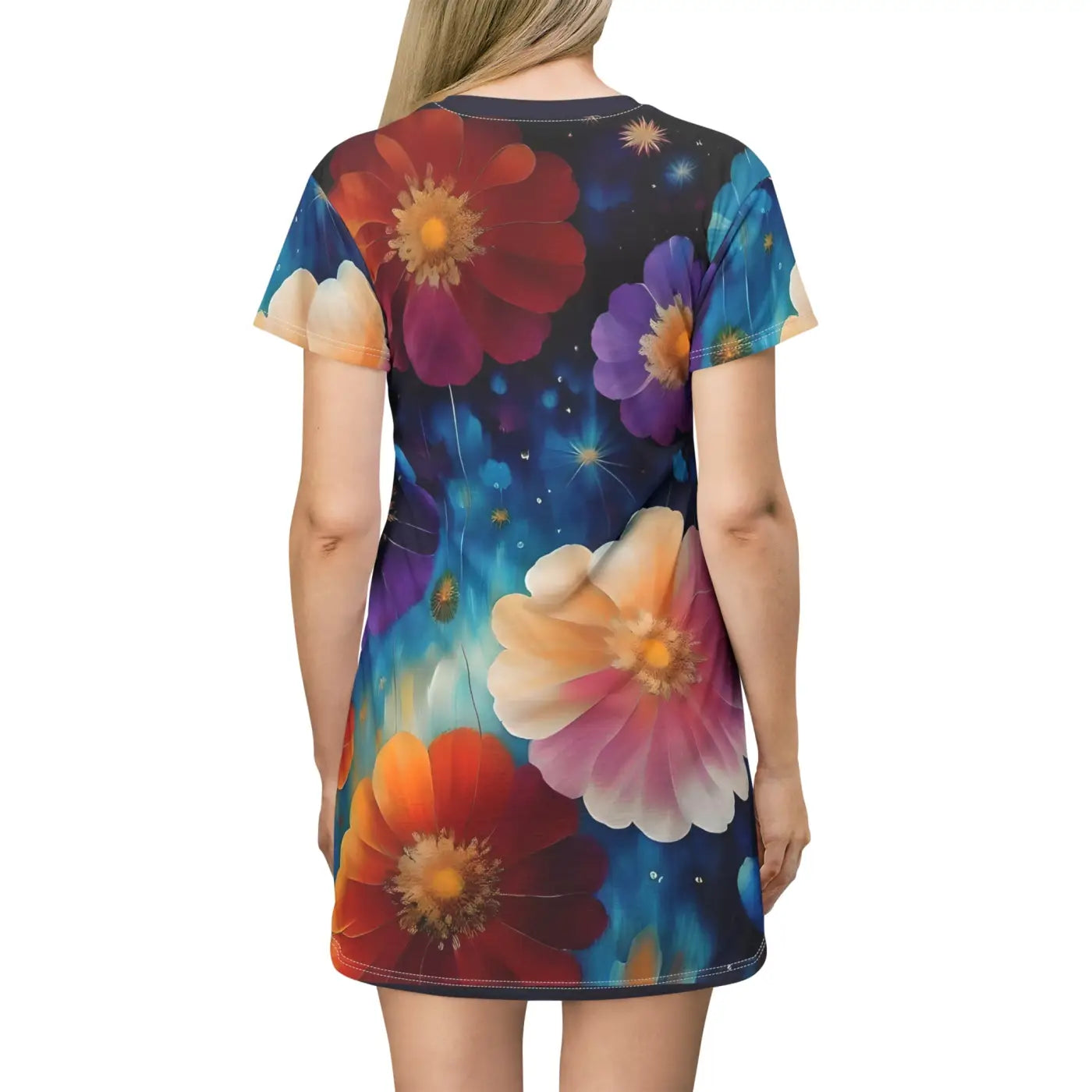 Bright Colorful Flowers Shirt Dress - Floral Print - DipaliZ