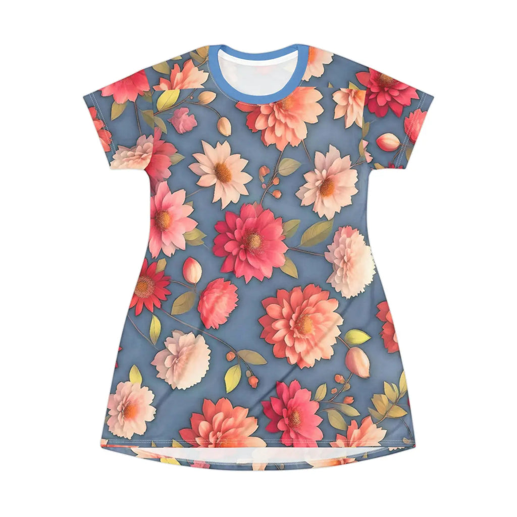 Bright Colorful Flowers Shirt Dress - Polyester - DipaliZ