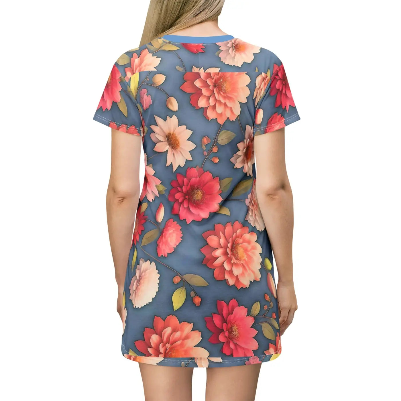 Bright Colorful Flowers Shirt Dress - Polyester - DipaliZ
