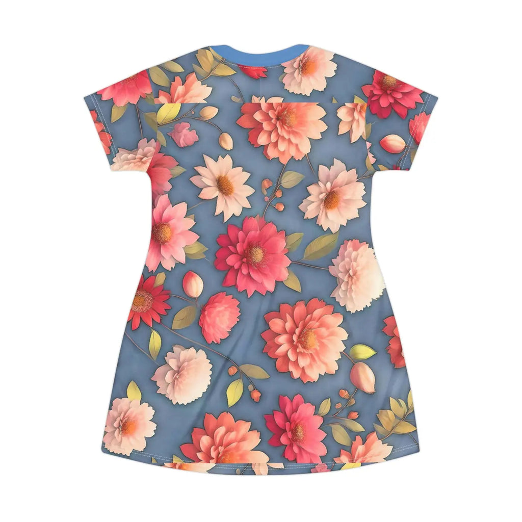 Bright Colorful Flowers Shirt Dress - Polyester - DipaliZ