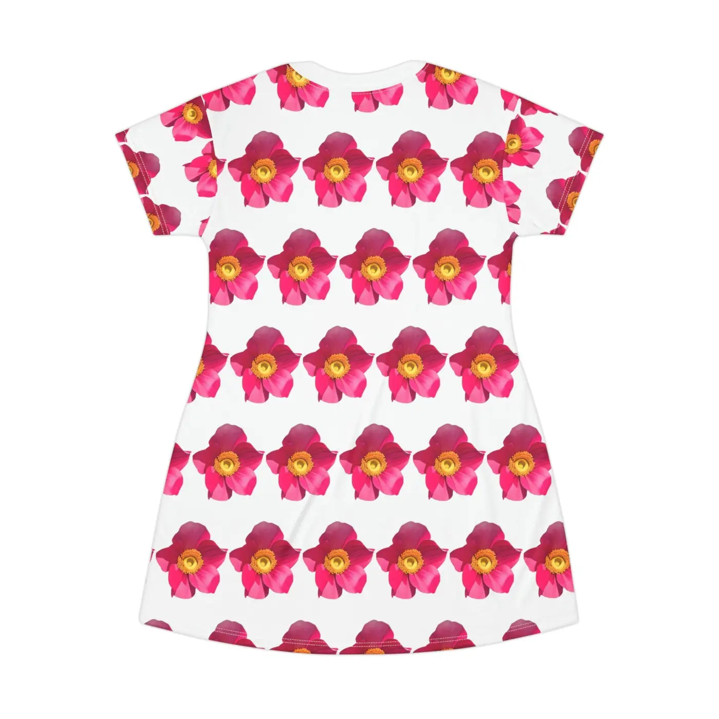 Shirt Dress - Bright Pink Flowers Garden Party - DipaliZ