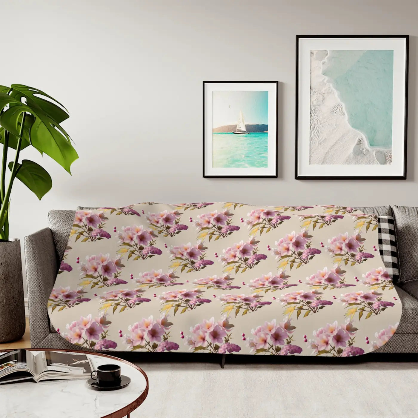 Sherpa Blanket Two Colors - Floral Cozy Comfort - DipaliZ