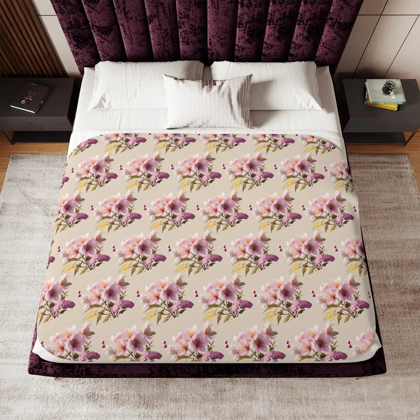 Sherpa Blanket Two Colors - Floral Cozy Comfort - DipaliZ