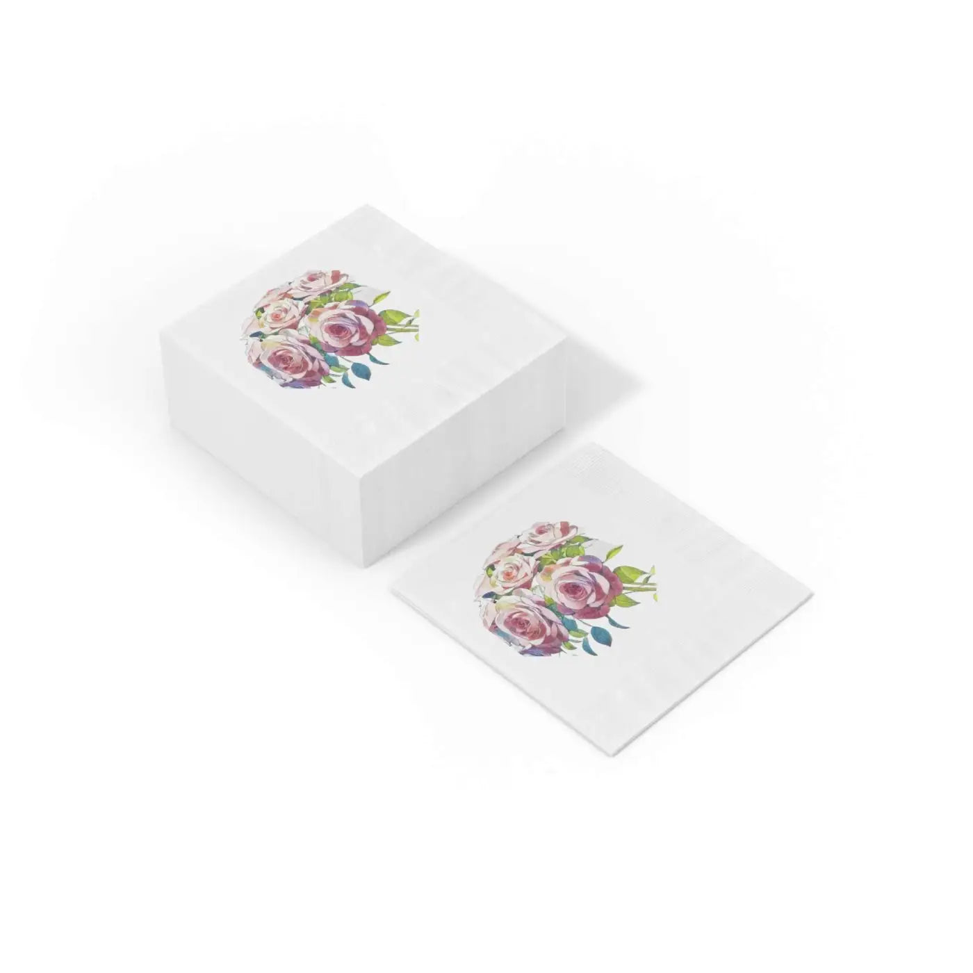 White Coined Napkins - Elegant Rose Pattern Design - DipaliZ