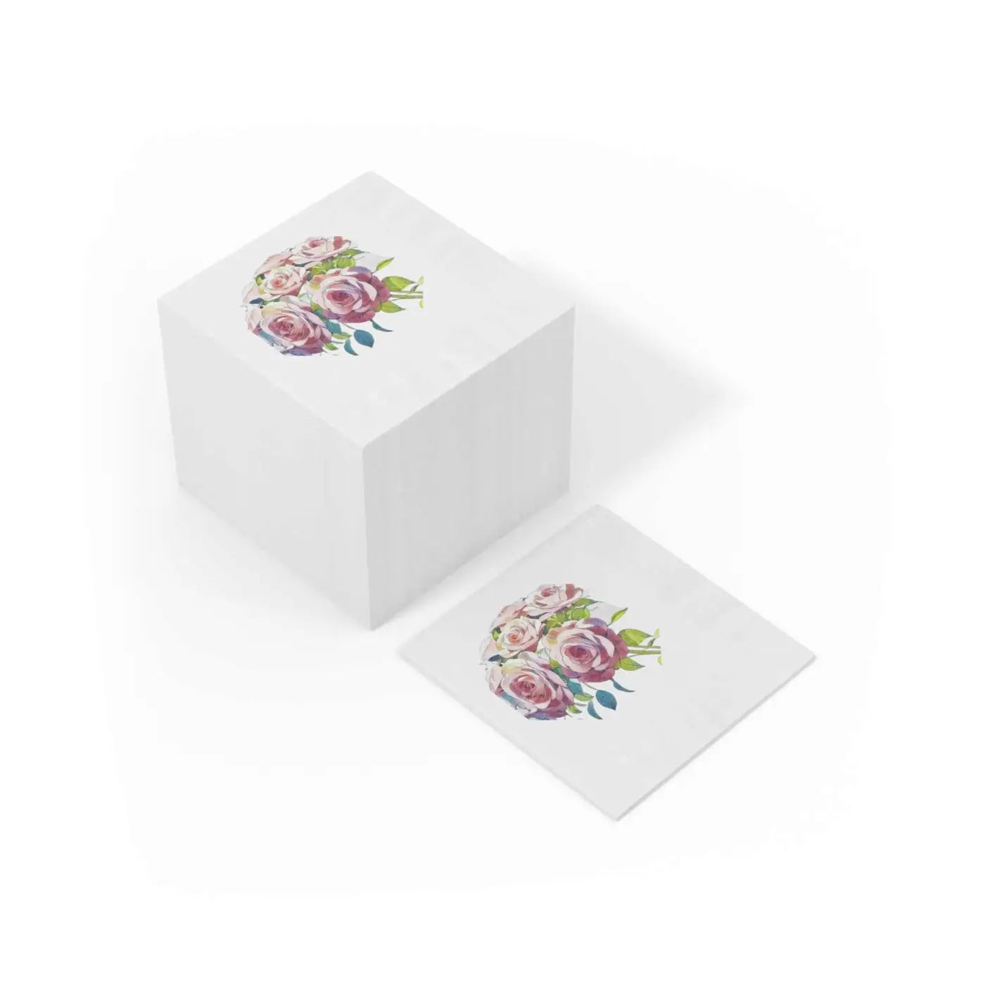 White Coined Napkins - Elegant Rose Pattern Design - DipaliZ