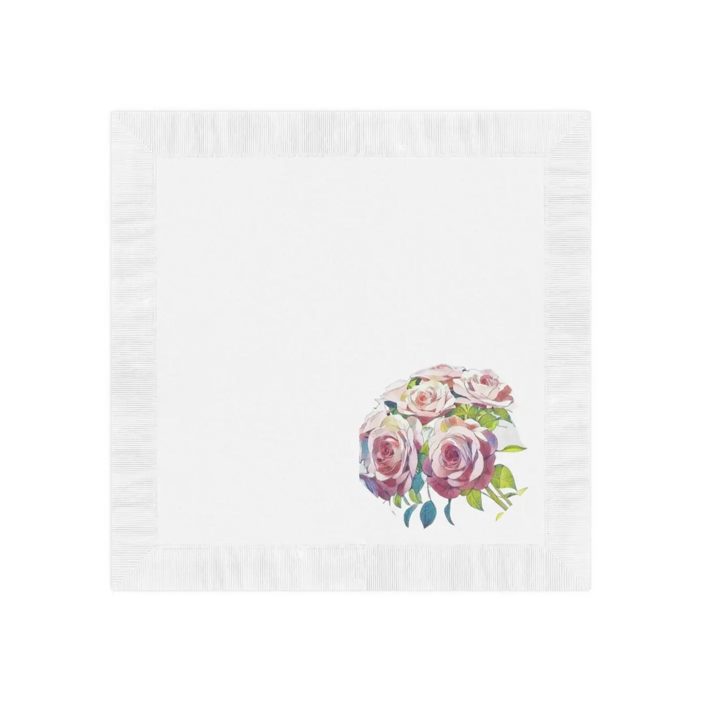 White Coined Napkins - Elegant Rose Pattern Design - DipaliZ
