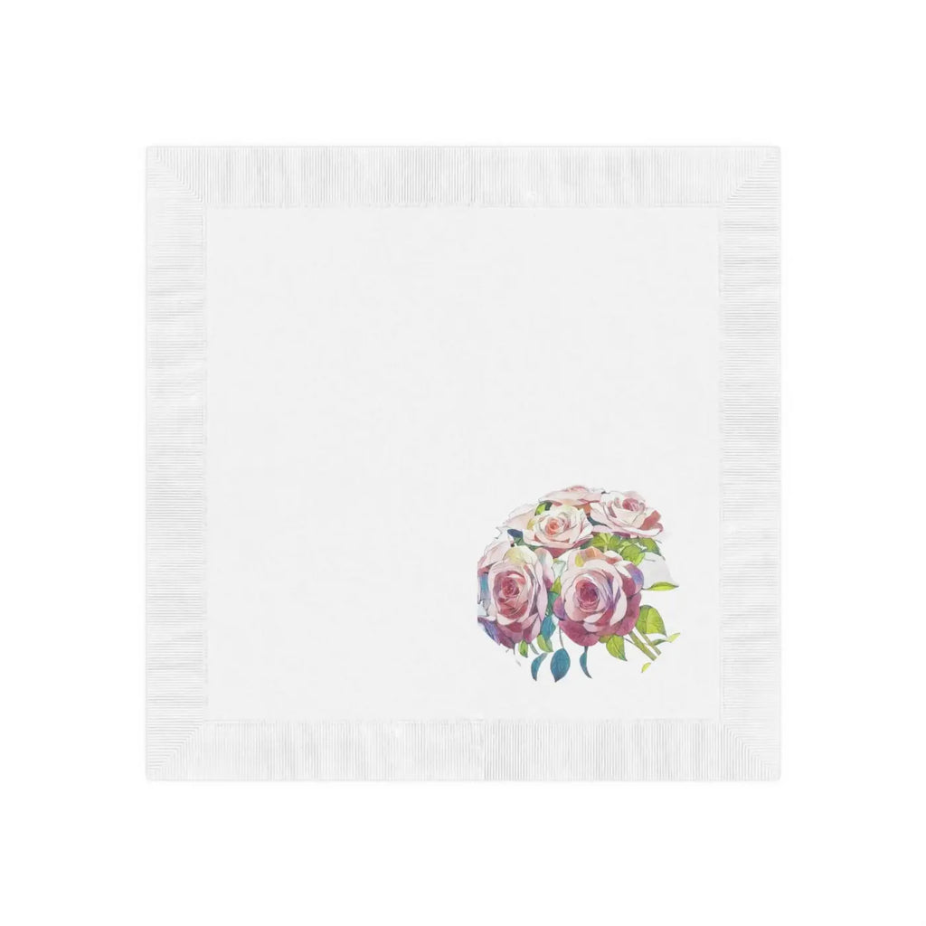 White Coined Napkins - Elegant Rose Pattern Design - DipaliZ