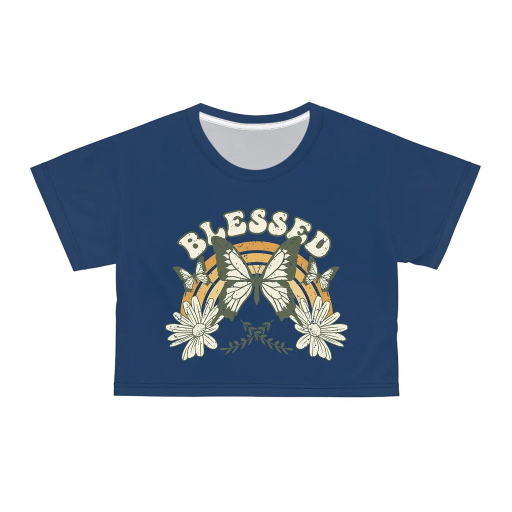 Blessed Crop Tee - Butterflies and Positivity Design - DipaliZ