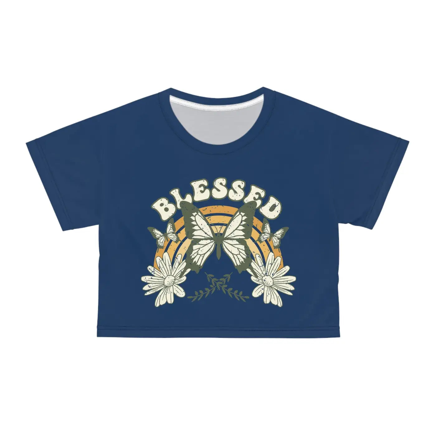 Blessed Crop Tee - Butterflies and Positivity Design - DipaliZ