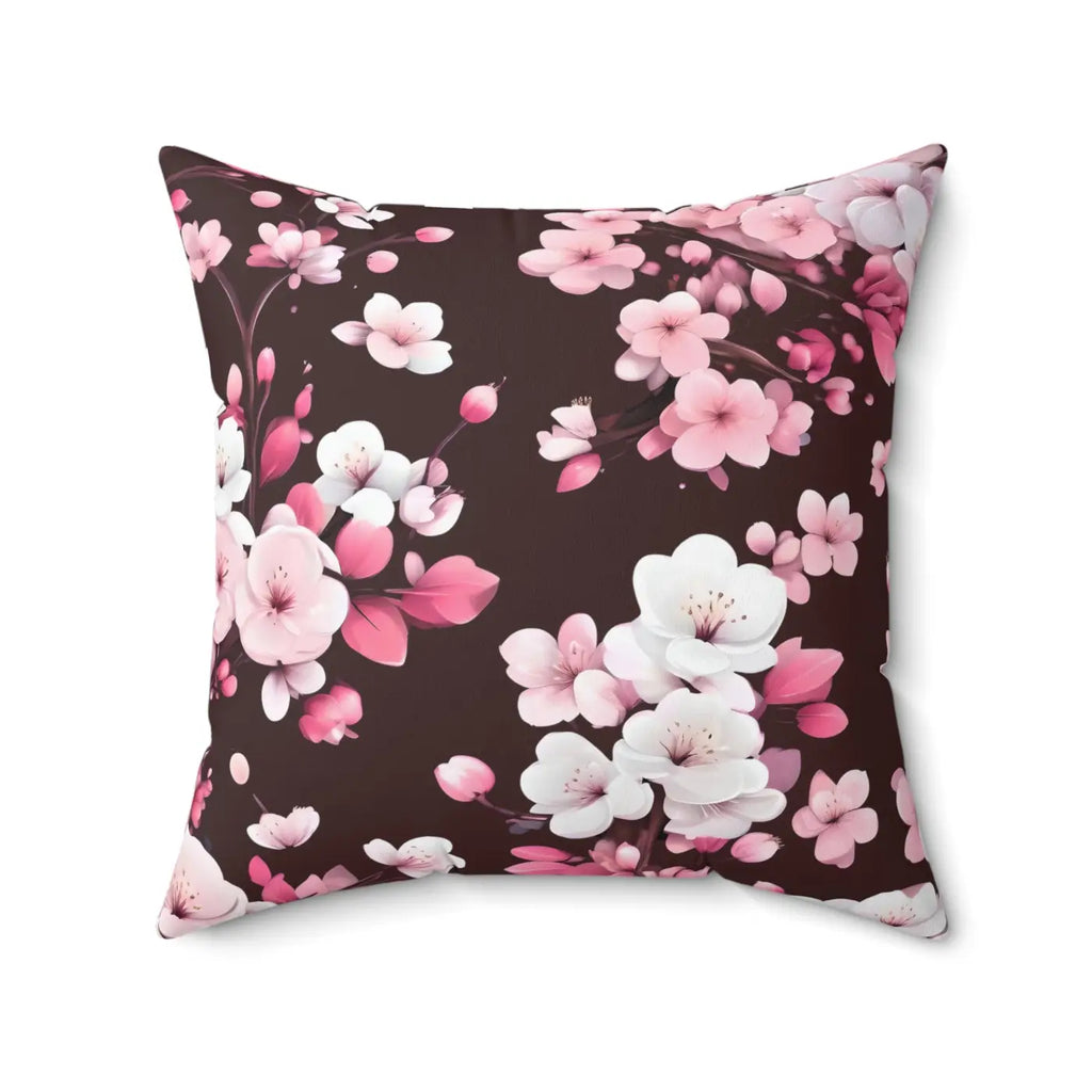 Cherry Blossom Floral Polyester Throw Pillow - DipaliZ