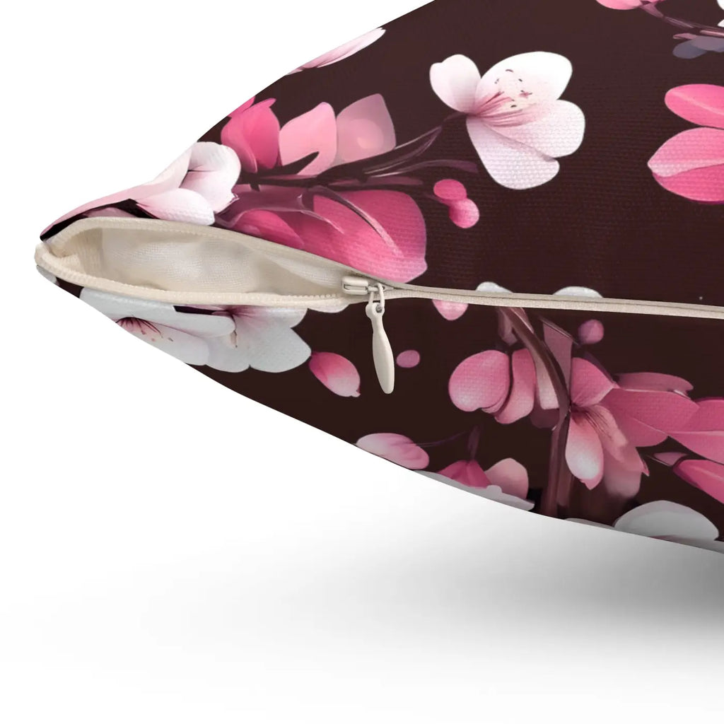 Cherry Blossom Floral Polyester Throw Pillow - DipaliZ