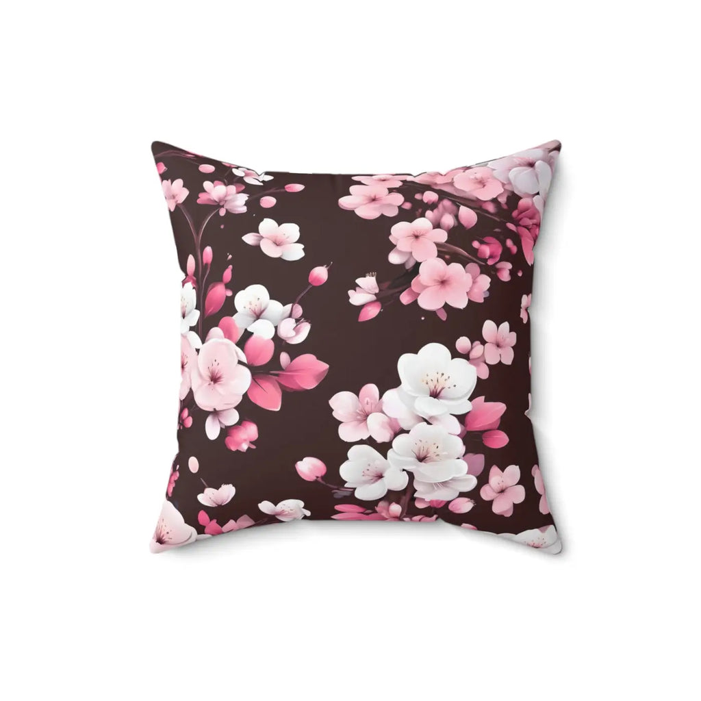 Cherry Blossom Floral Polyester Throw Pillow - DipaliZ