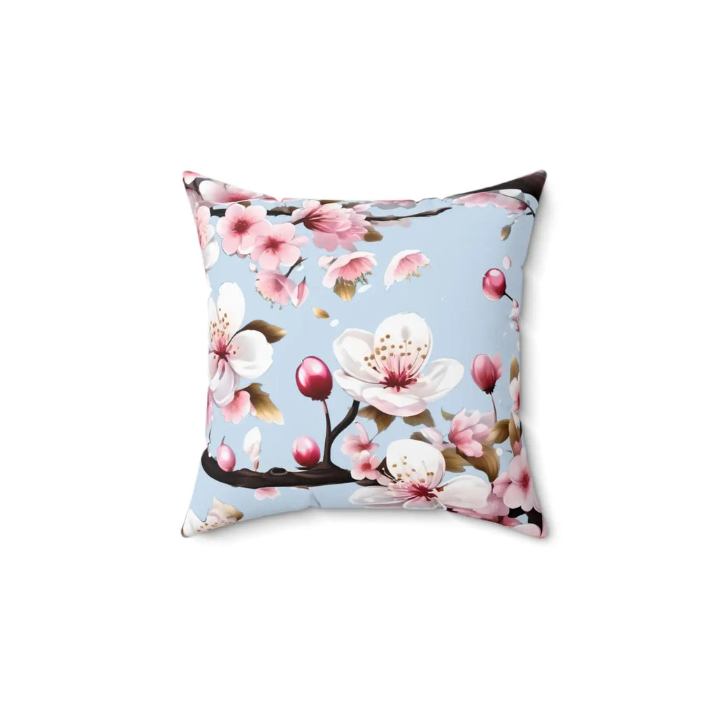 Cherry Blossom Floral Throw Pillow - Spun Polyester Square - DipaliZ