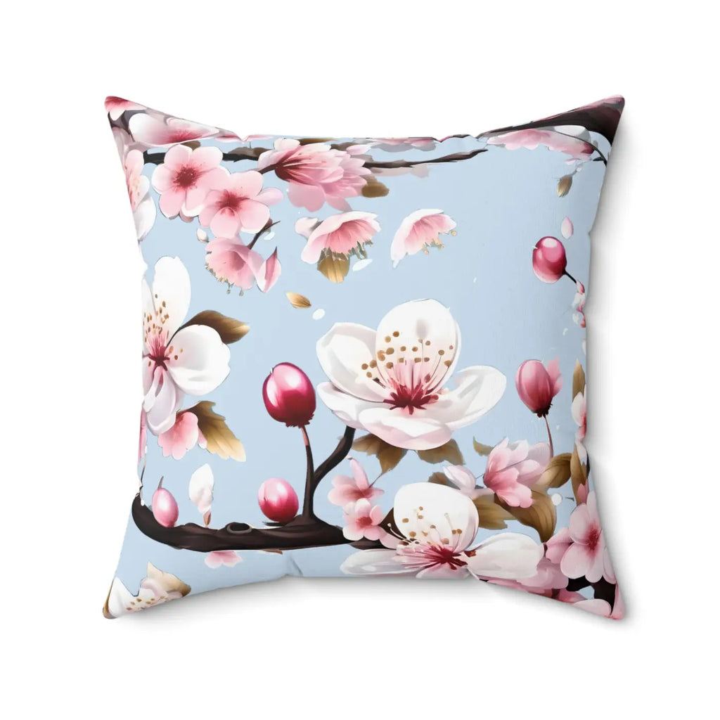 Cherry Blossom Floral Throw Pillow - Spun Polyester Square - DipaliZ