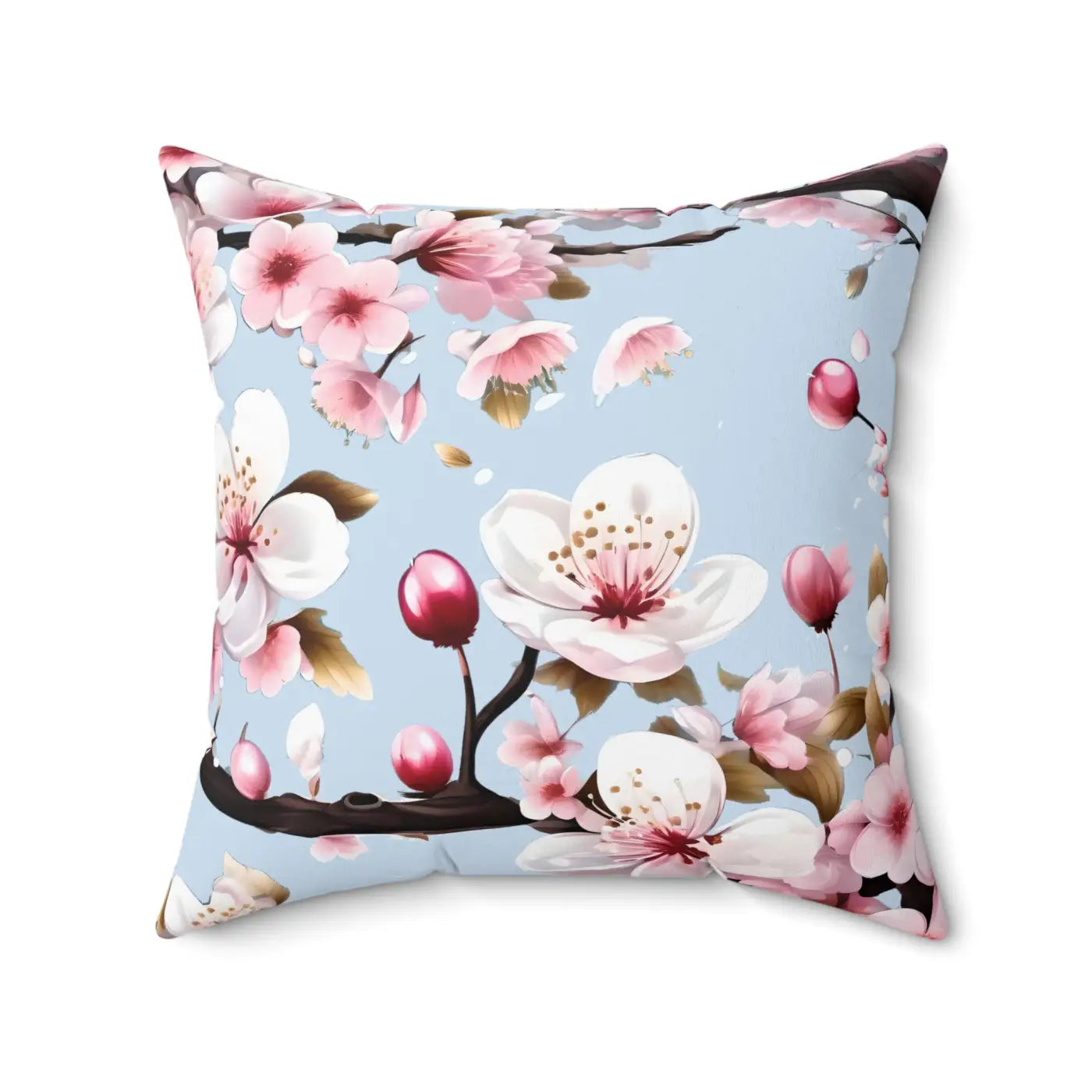 Cherry Blossom Floral Throw Pillow - Spun Polyester Square - DipaliZ