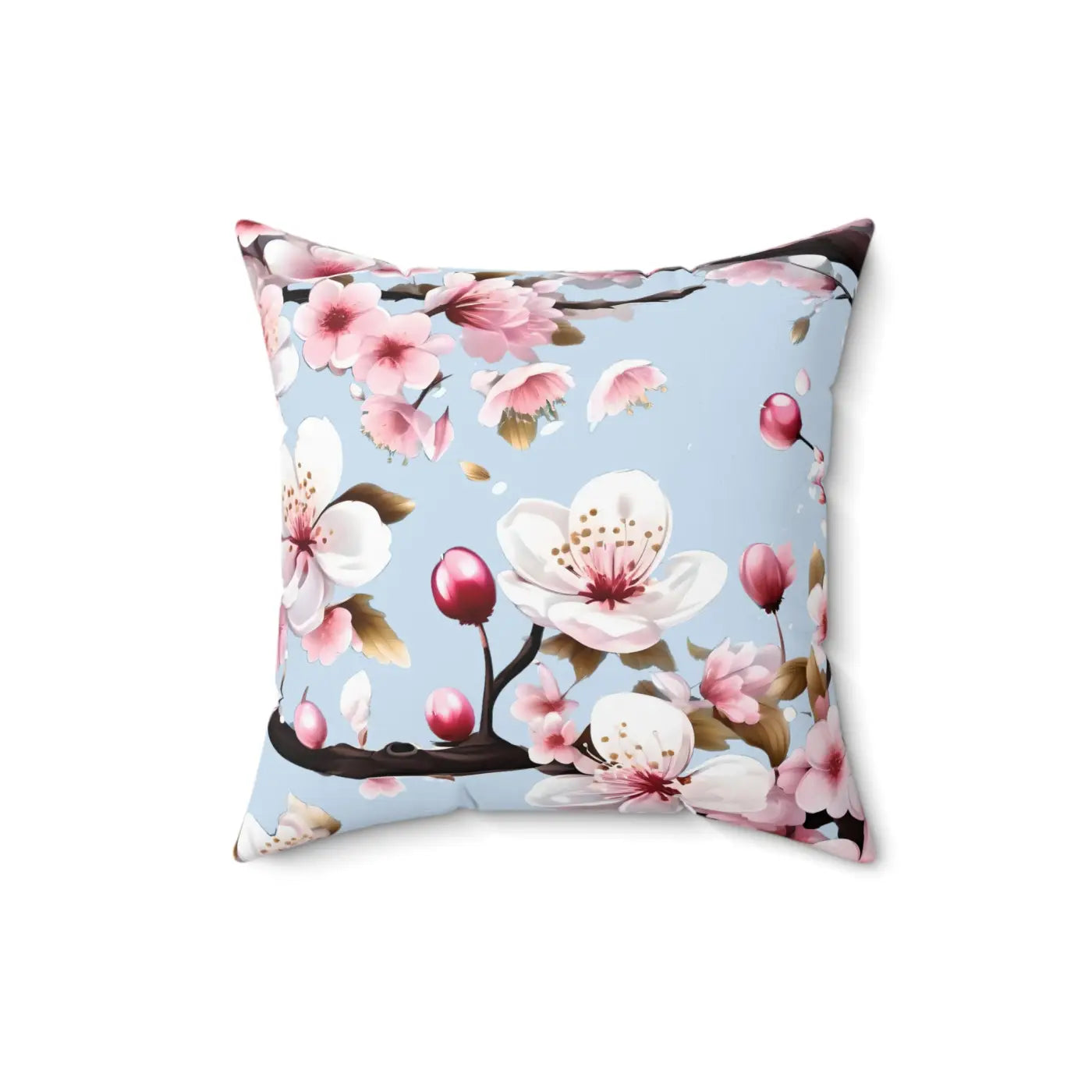 Cherry Blossom Floral Throw Pillow - Spun Polyester Square - DipaliZ
