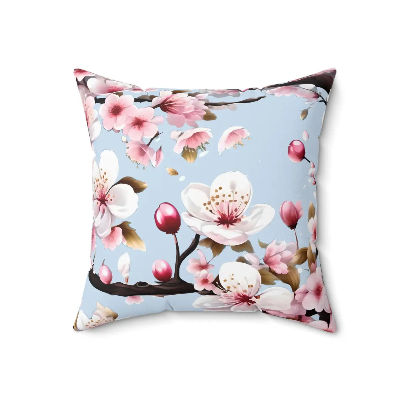 Cherry Blossom Floral Throw Pillow - Spun Polyester Square - DipaliZ