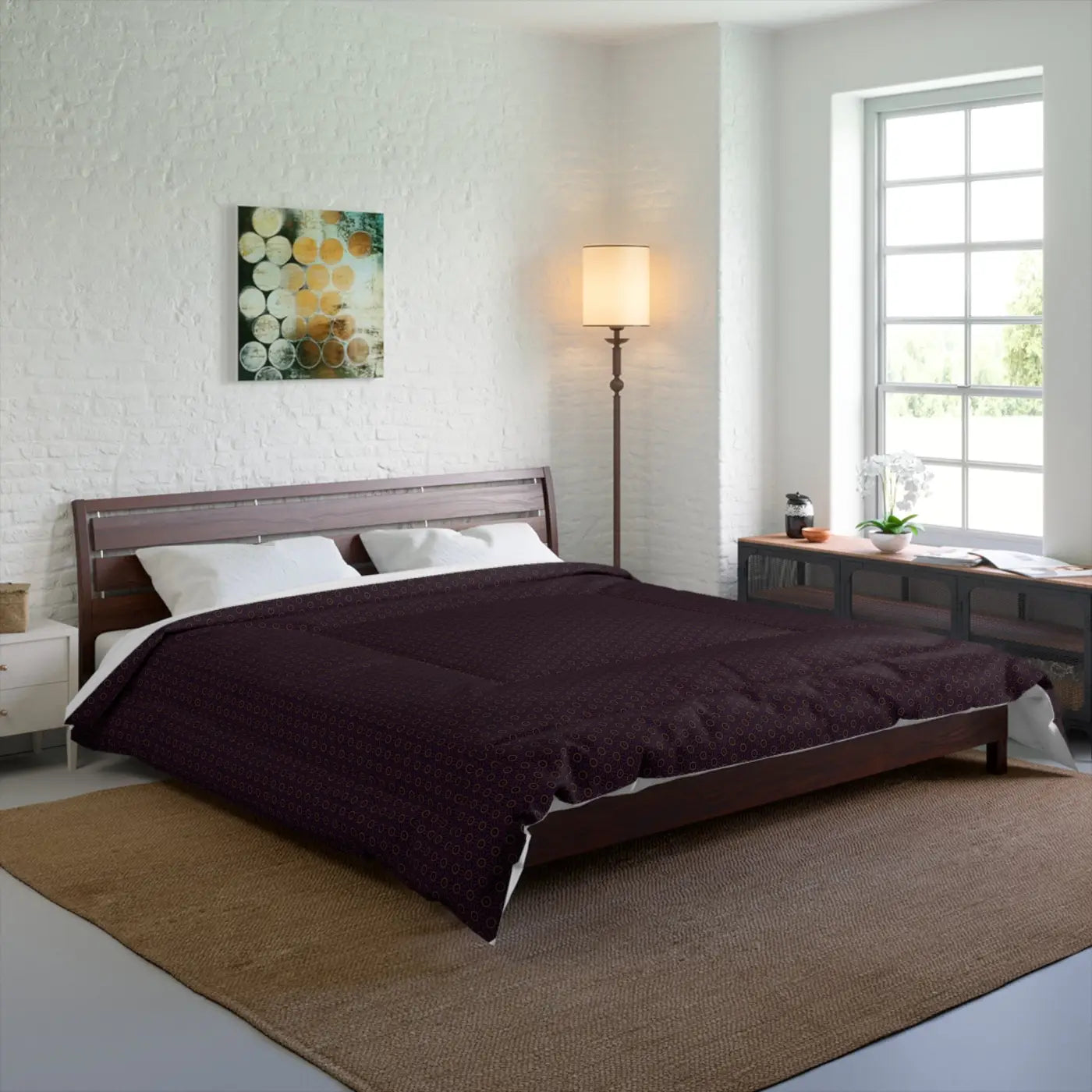 Chocolate Brown Abstract Pattern Polyester Comforter - DipaliZ