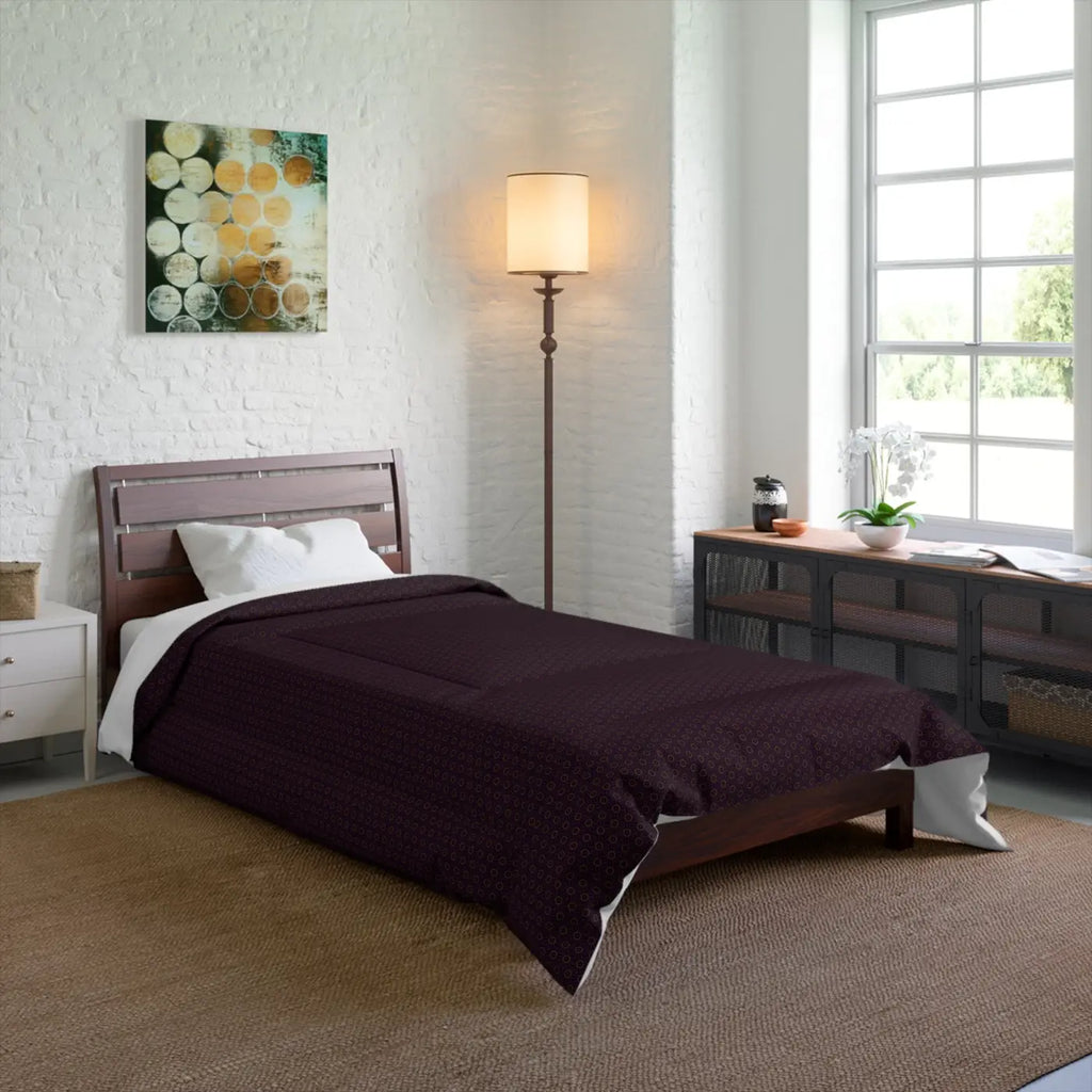 Chocolate Brown Abstract Pattern Polyester Comforter - DipaliZ