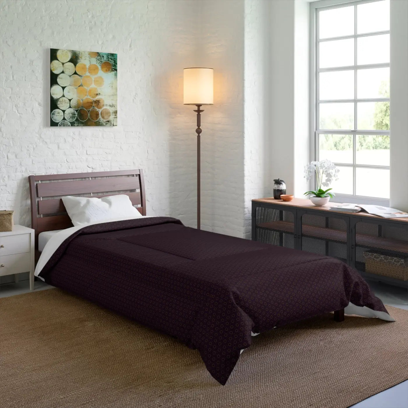 Chocolate Brown Abstract Pattern Polyester Comforter - DipaliZ