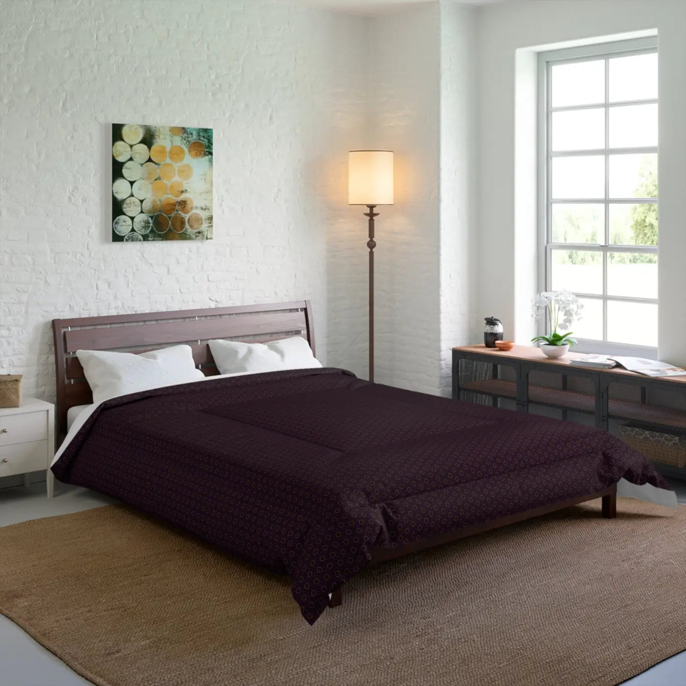 Chocolate Brown Abstract Pattern Polyester Comforter - DipaliZ