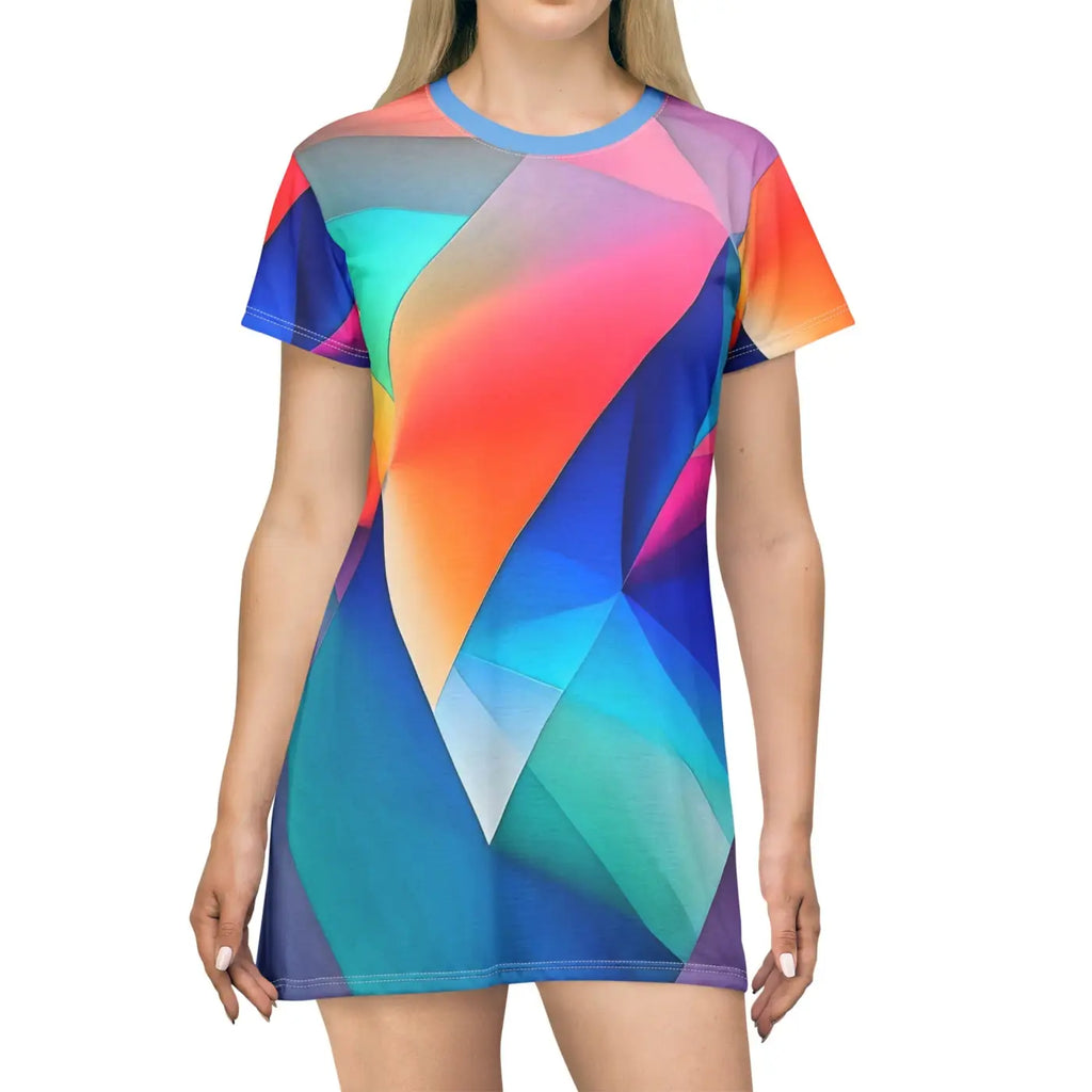 Shirt Dress - Colored Abstract Pattern Design - DipaliZ