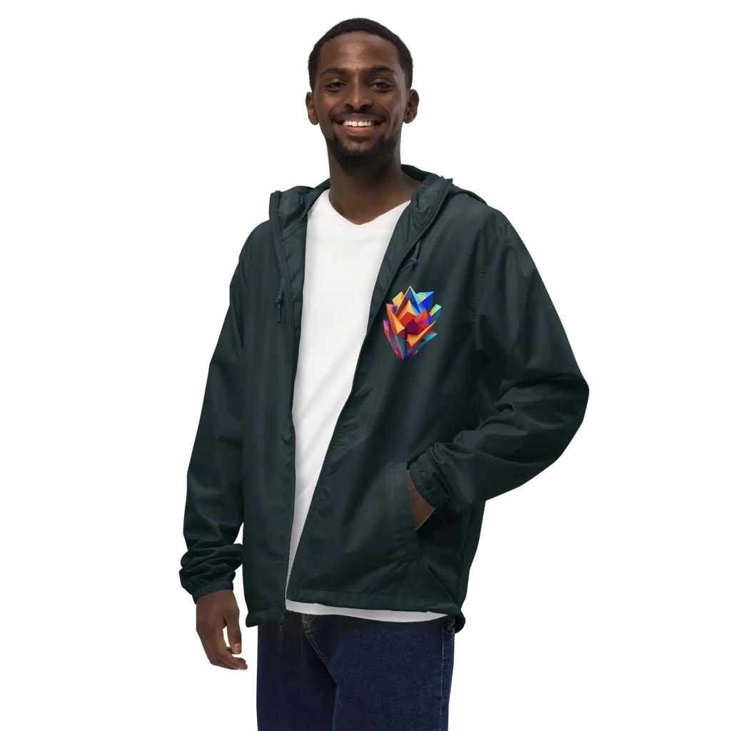 Geometric Pattern Zip Jacket - Water Resistant Outerwear - DipaliZ