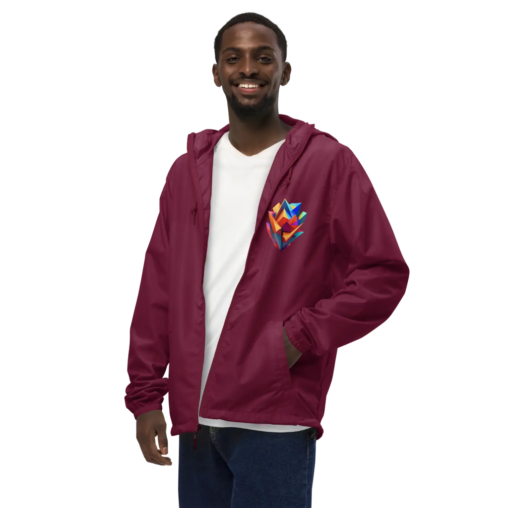 Geometric Pattern Zip Jacket - Water Resistant Outerwear - DipaliZ