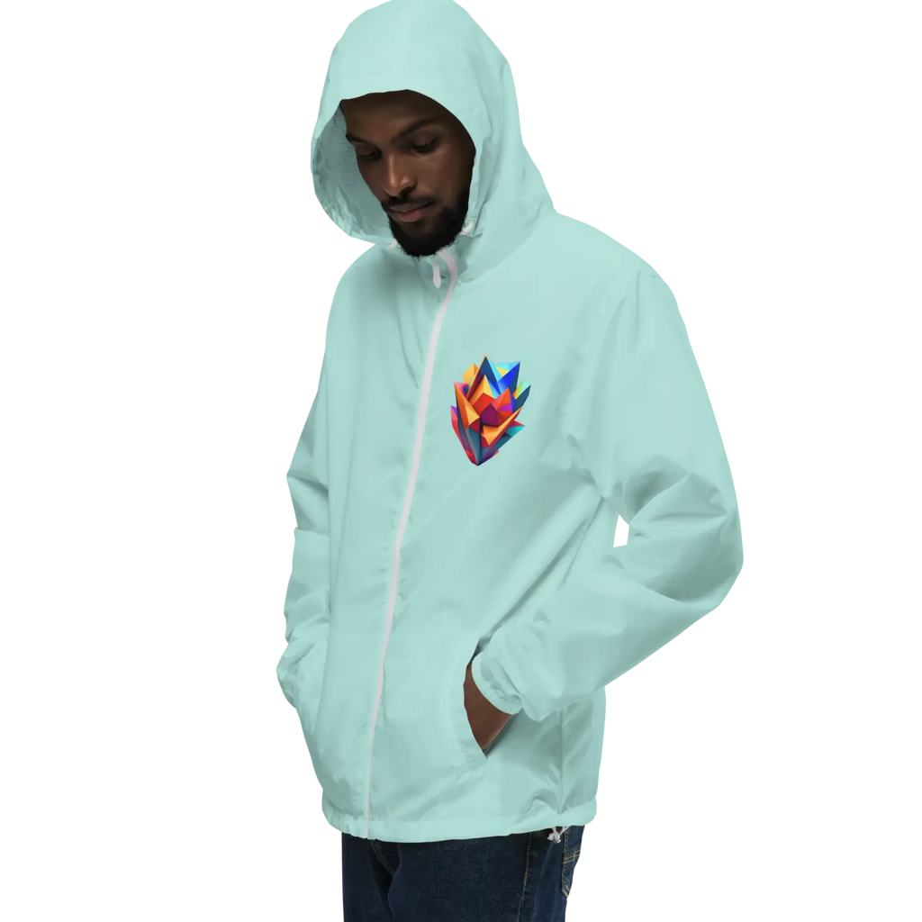 Geometric Pattern Zip Jacket - Water Resistant Outerwear - DipaliZ