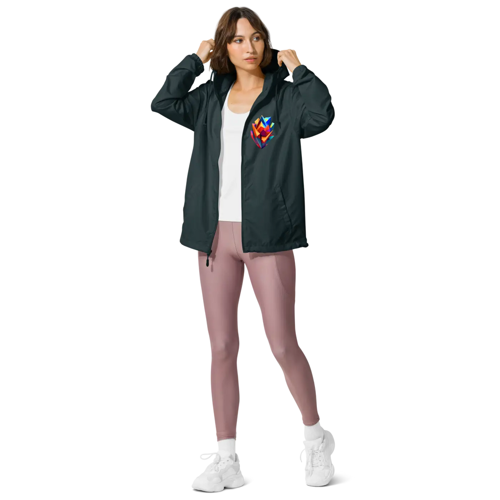 Geometric Pattern Zip Jacket - Water Resistant Outerwear - DipaliZ