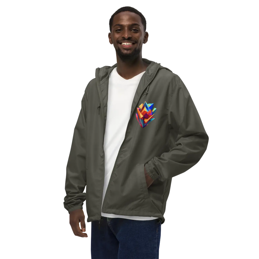 Geometric Pattern Zip Jacket - Water Resistant Outerwear - DipaliZ