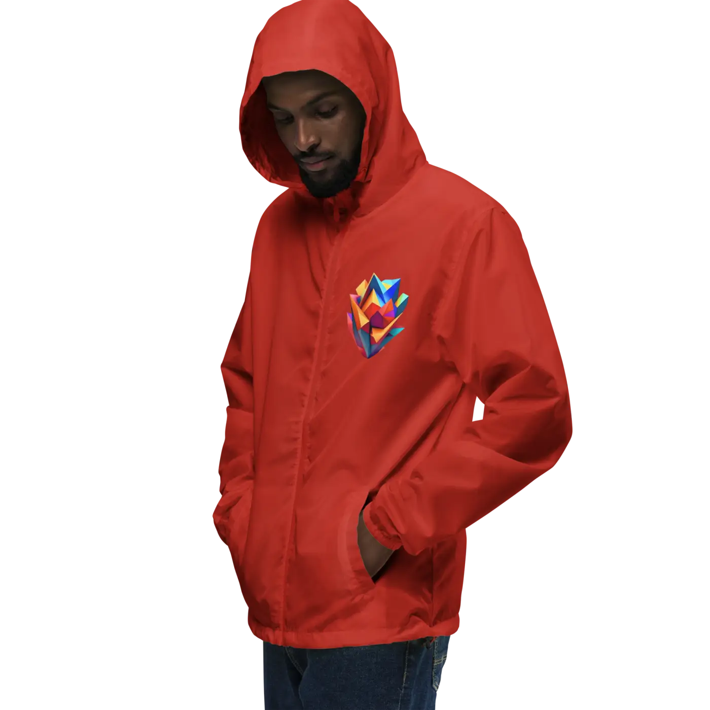 Geometric Pattern Zip Jacket - Water Resistant Outerwear - DipaliZ