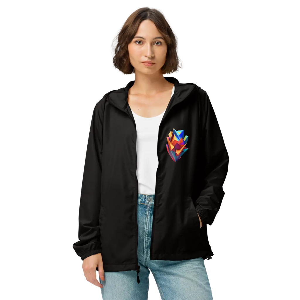 Geometric Pattern Zip Jacket - Water Resistant Outerwear - DipaliZ
