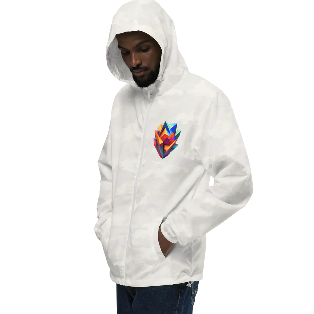 Geometric Pattern Zip Jacket - Water Resistant Outerwear - DipaliZ