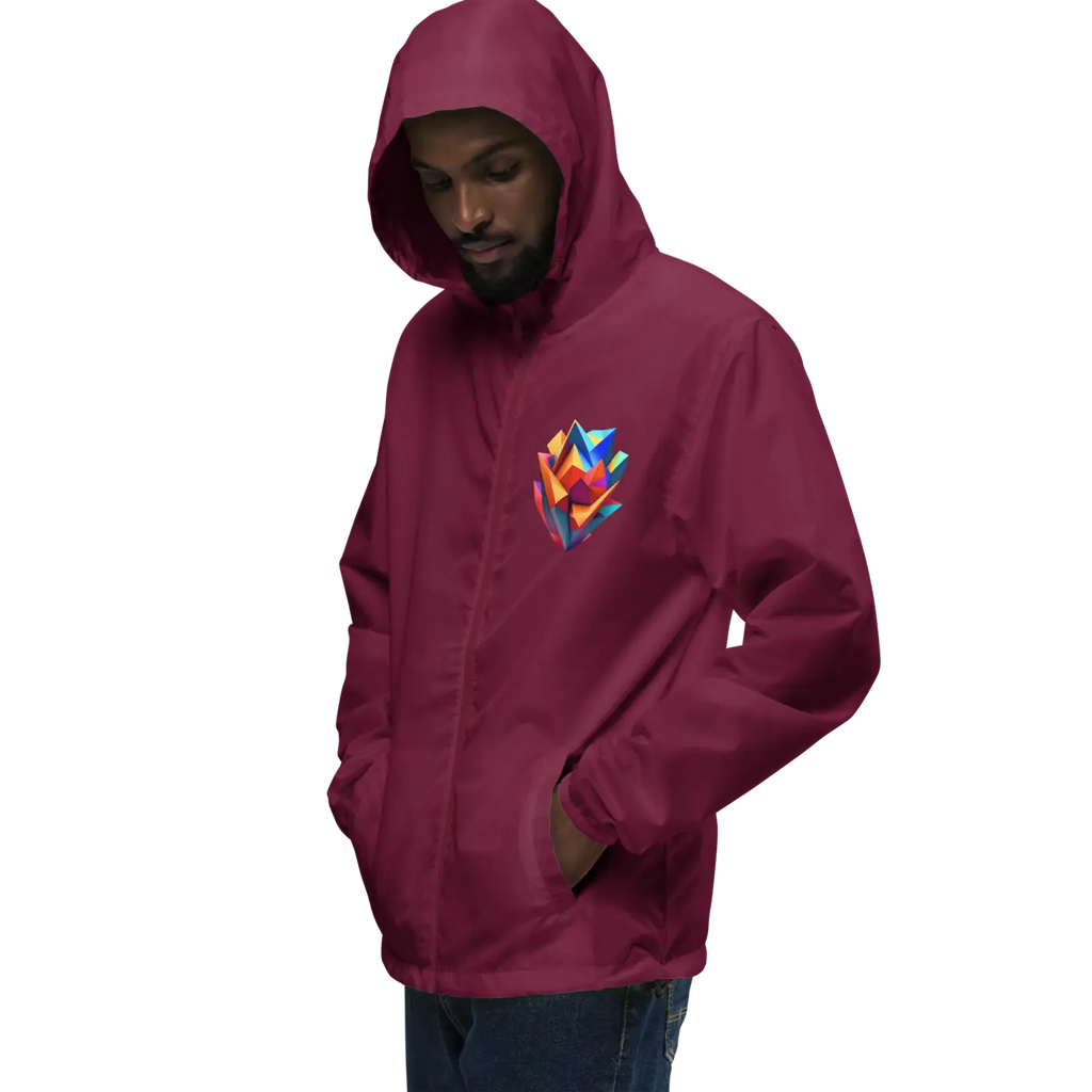 Geometric Pattern Zip Jacket - Water Resistant Outerwear - DipaliZ