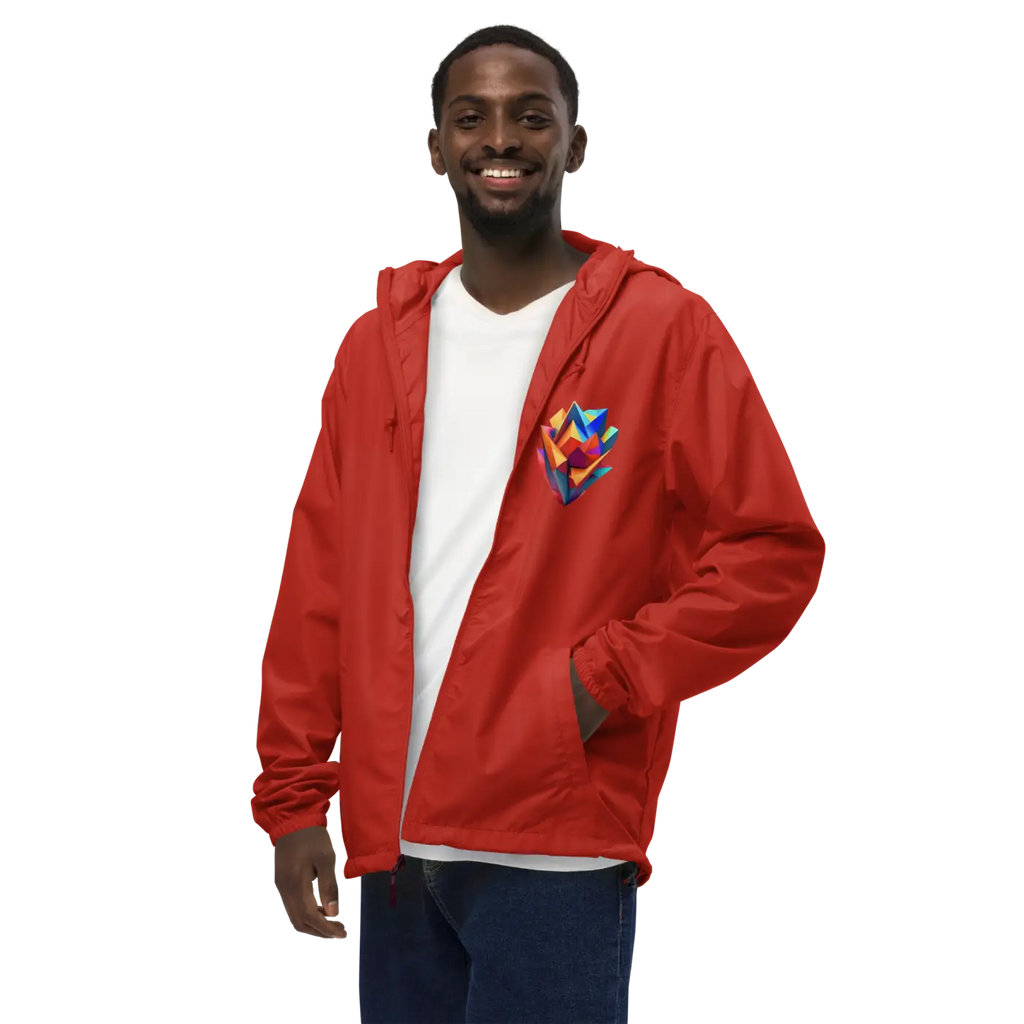 Geometric Pattern Zip Jacket - Water Resistant Outerwear - DipaliZ
