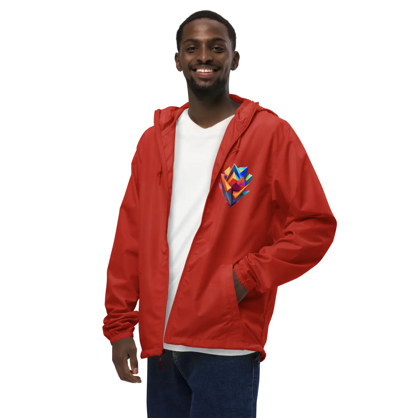 Geometric Pattern Zip Jacket - Water Resistant Outerwear - DipaliZ