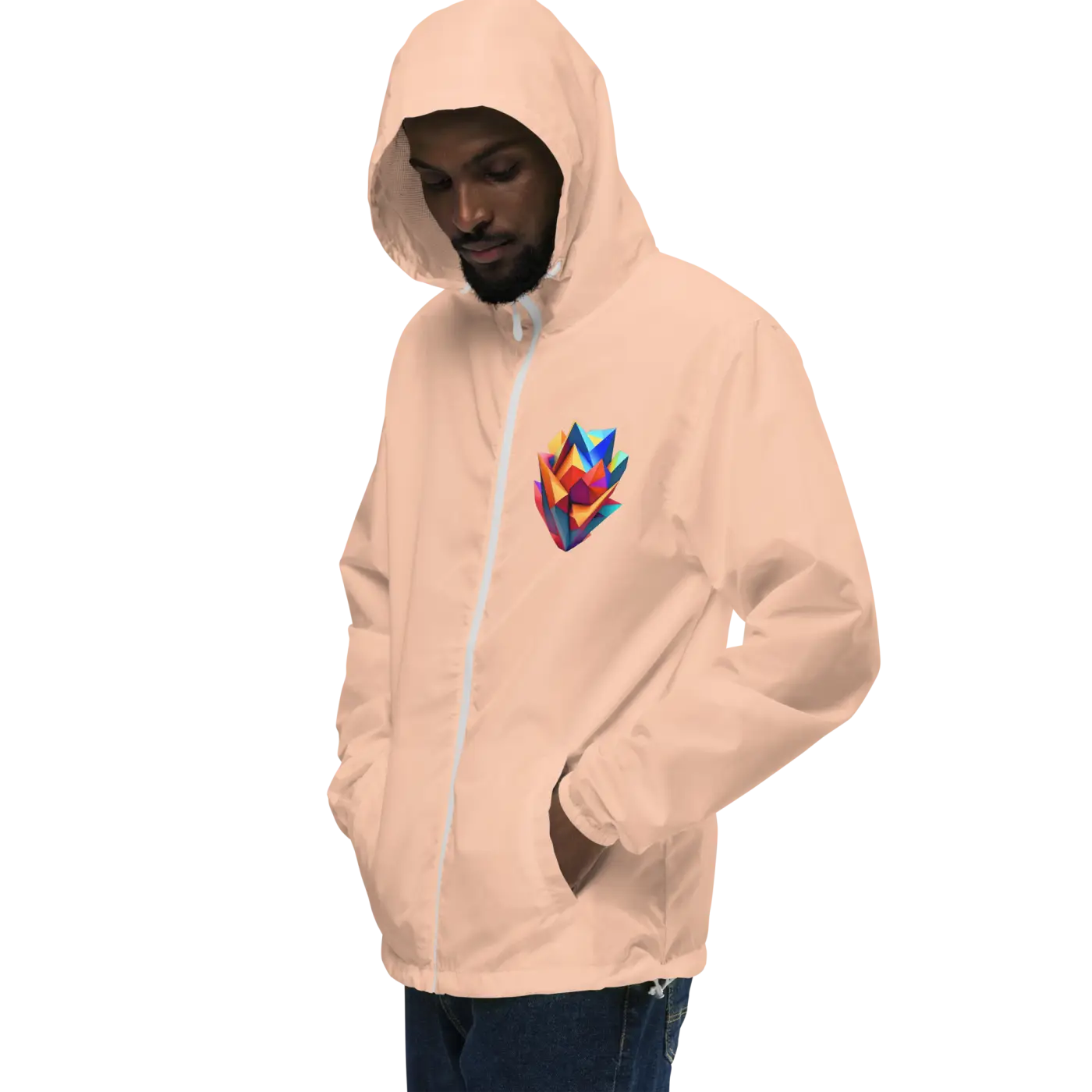 Geometric Pattern Zip Jacket - Water Resistant Outerwear - DipaliZ