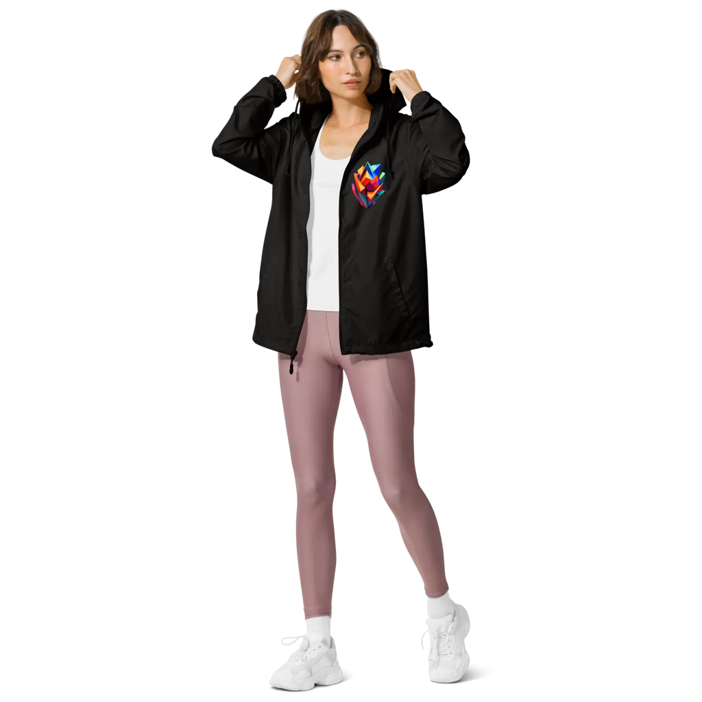 Geometric Pattern Zip Jacket - Water Resistant Outerwear - DipaliZ