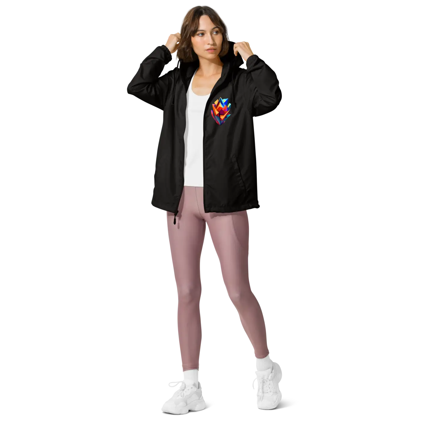 Geometric Pattern Zip Jacket - Water Resistant Outerwear - DipaliZ