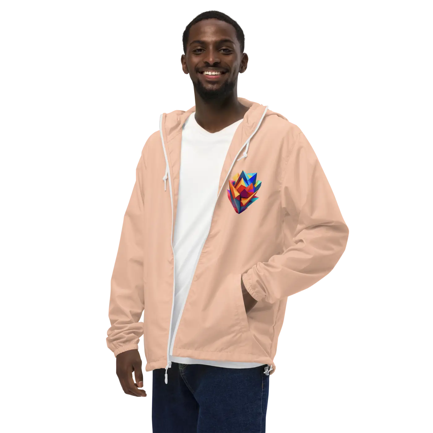Geometric Pattern Zip Jacket - Water Resistant Outerwear - DipaliZ