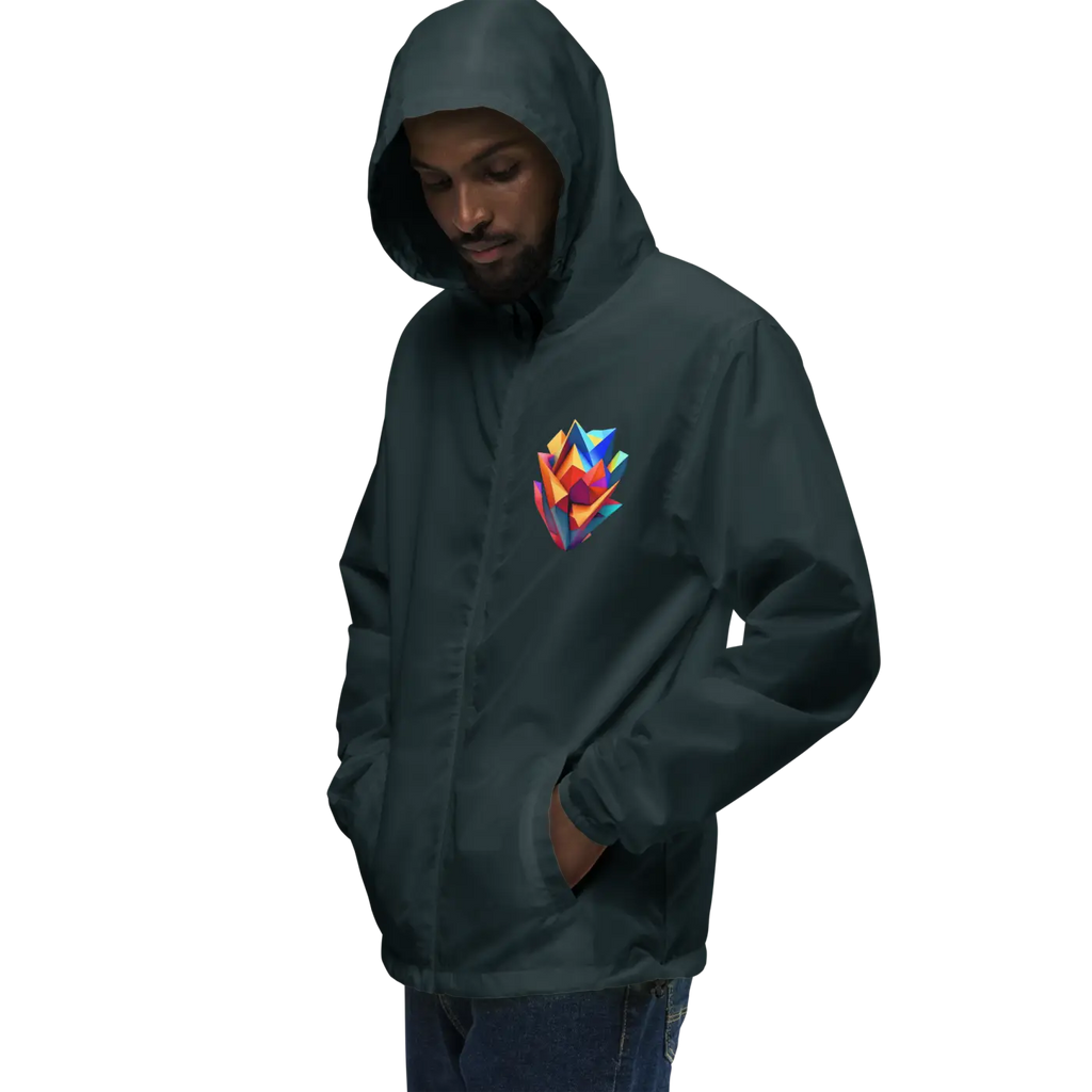 Geometric Pattern Zip Jacket - Water Resistant Outerwear - DipaliZ