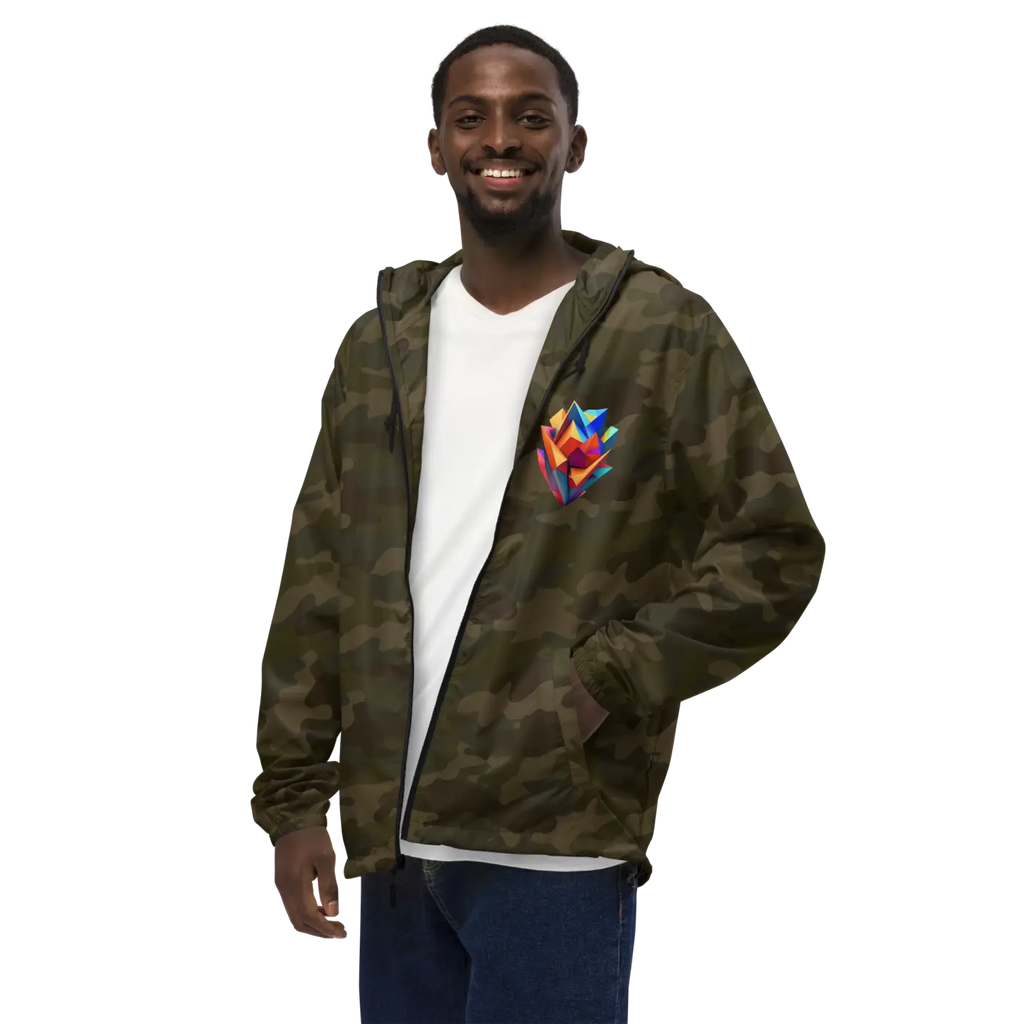 Geometric Pattern Zip Jacket - Water Resistant Outerwear - DipaliZ