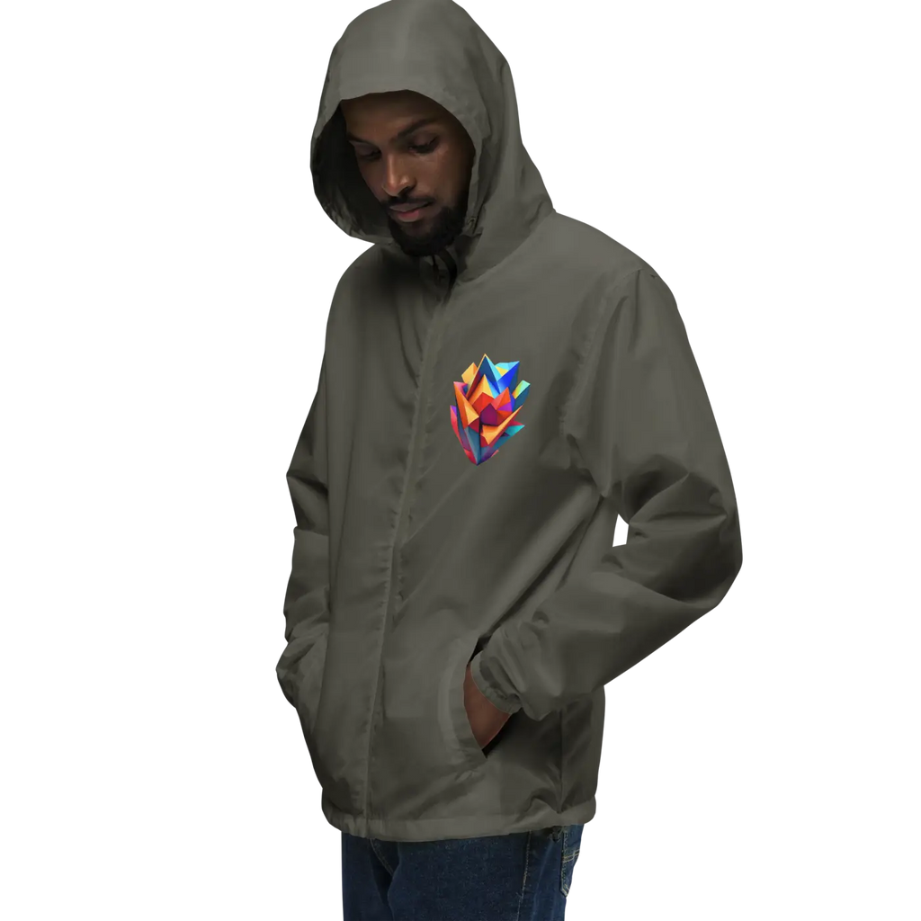 Geometric Pattern Zip Jacket - Water Resistant Outerwear - DipaliZ