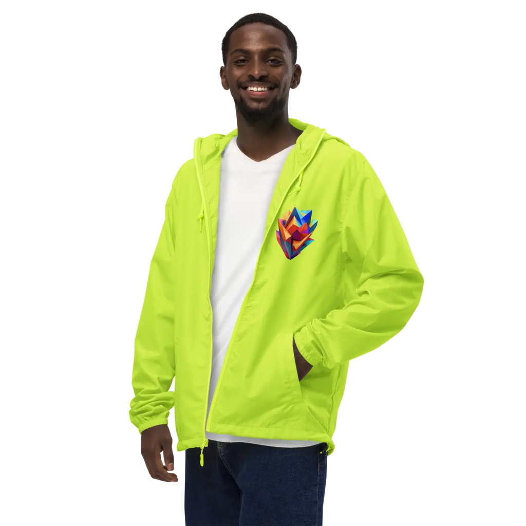 Geometric Pattern Zip Jacket - Water Resistant Outerwear - DipaliZ