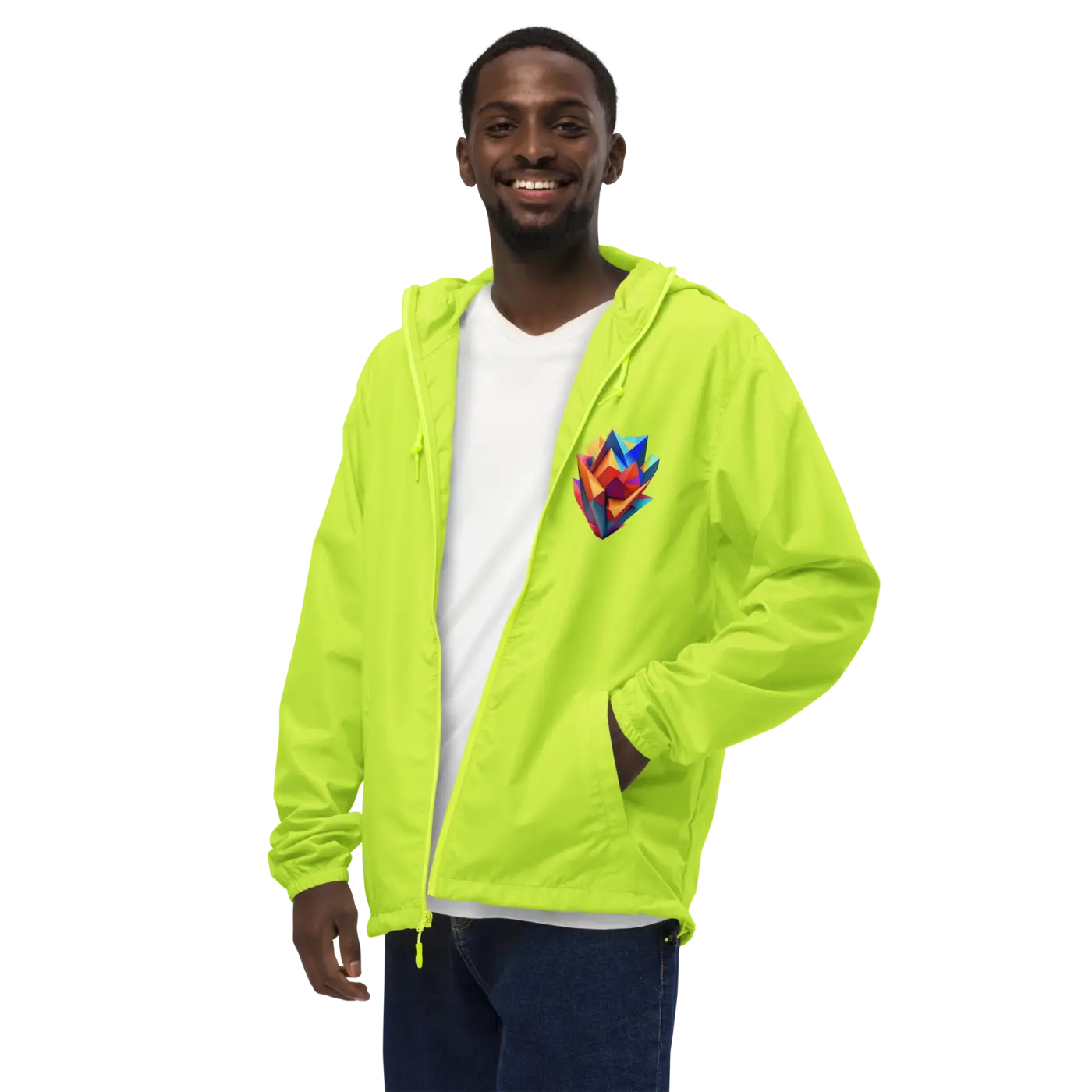 Geometric Pattern Zip Jacket - Water Resistant Outerwear - DipaliZ