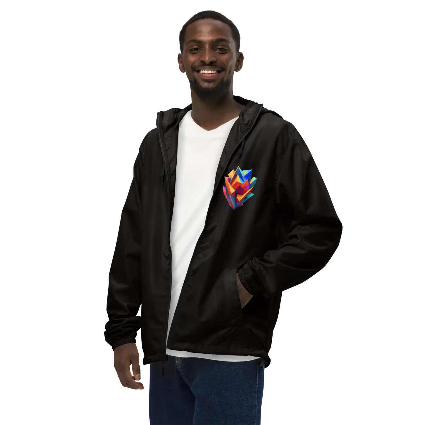 Geometric Pattern Zip Jacket - Water Resistant Outerwear - DipaliZ
