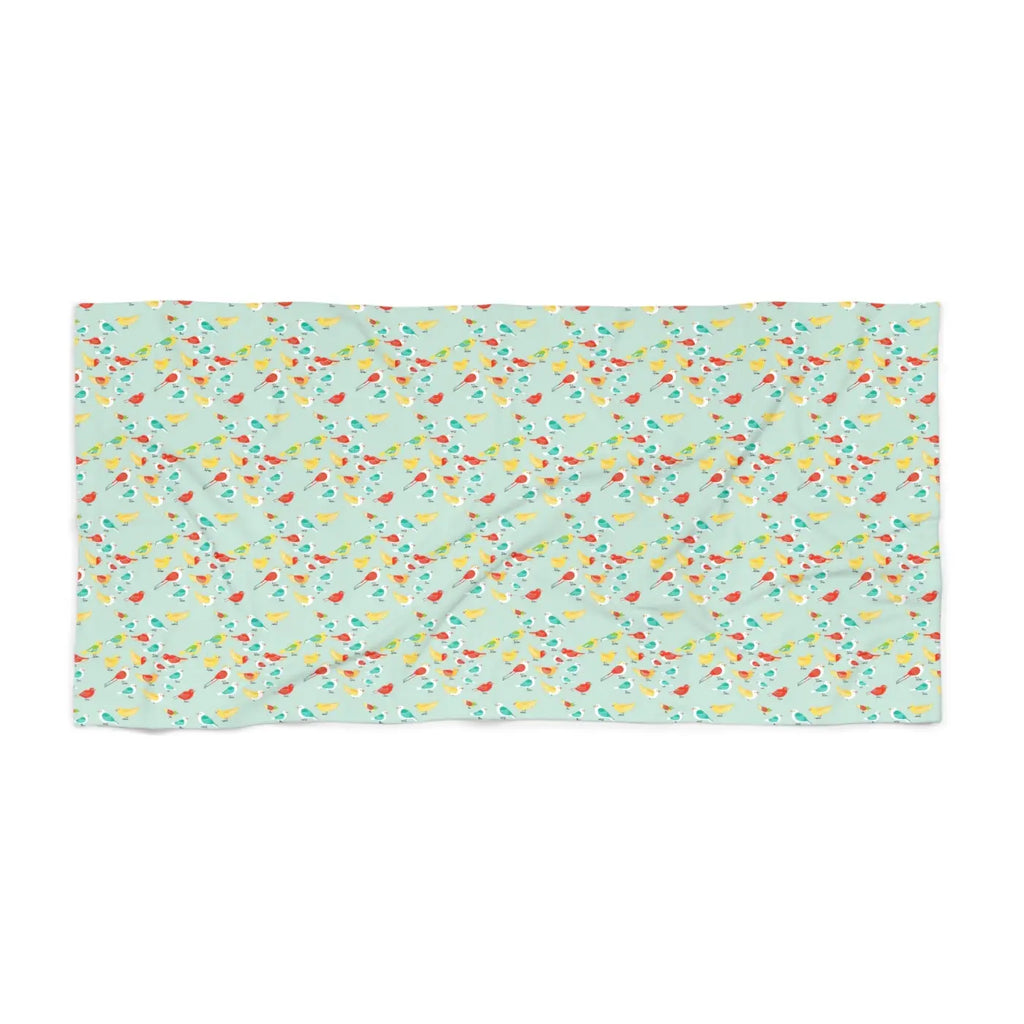 Colorful Birds Beach Towel - Cotton Loop Backing - DipaliZ