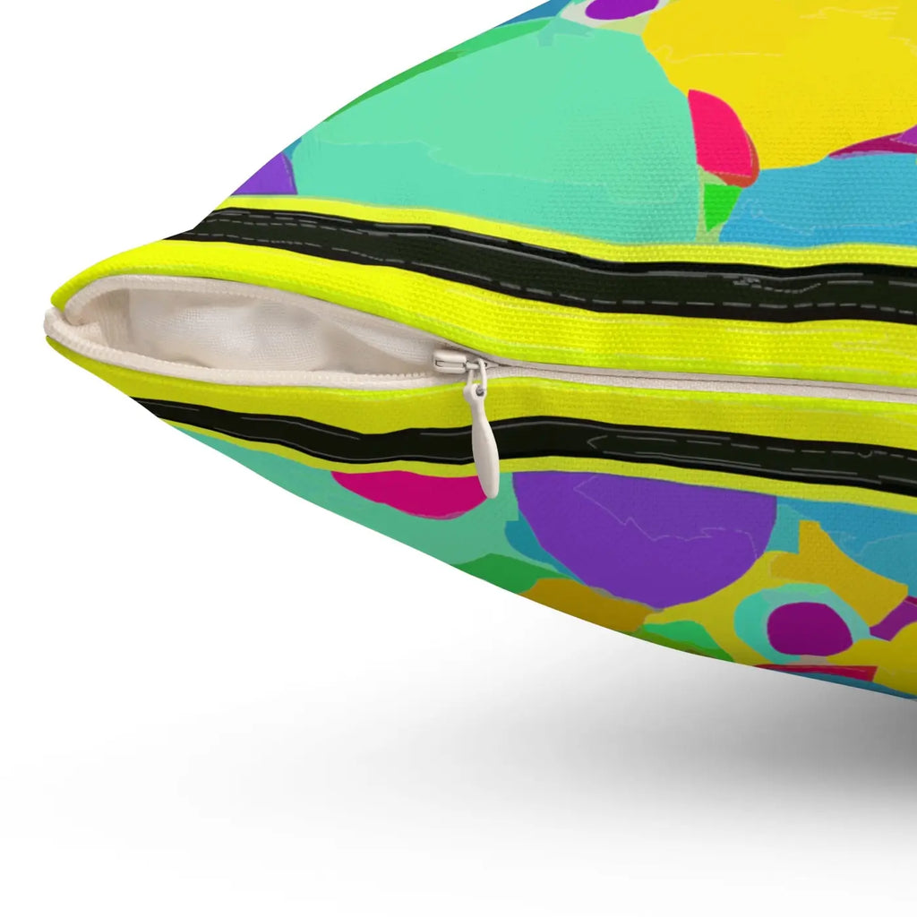Colorful Circles Abstract Throw Pillow - Spun Polyester Square - DipaliZ